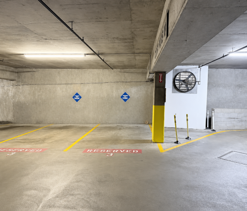 Reserved parking spaces inside the garage